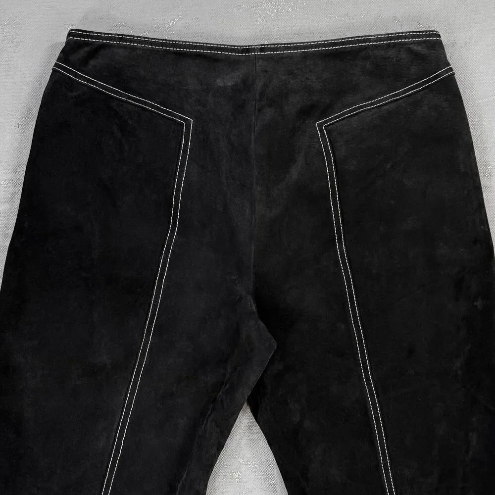 Vintage Wilsons Leather Maxima Black Suede Straight Leg Pants Women's 8 - Picture 6 of 6